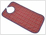 Adult Mealtime Protector / Bib with Snap Fastener, red checked by Saniversum UG