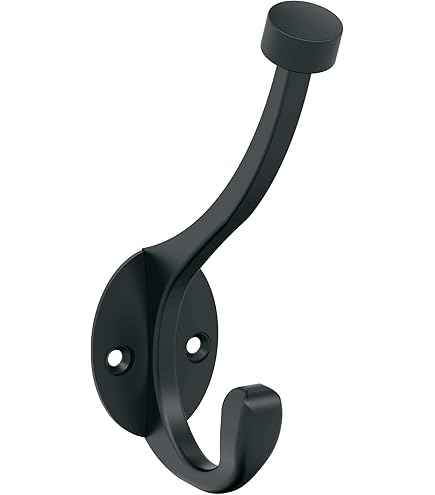 Franklin Brass Classic Edge  4-Pack  Coat And Hat Wall Hooks Double Hooks Hanging Matte Black Wall Mount Hanger Backpack Purse Bag Towel Organization Decor - View #3