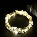 Aurora 2 AAブランド新しいMicro 20 LED超明るい暖かいホワイト色ワイヤロープライト電池式on 7 ftロングシルバーカラー超薄型文字列シルバーワイヤforホーム寝室パーティーツリー