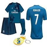 Real Madrid Youth Kid Cristiano Ronaldo 2017年2018 17 18サッカー、サード3rdジャージーキット:ジャージー、ショートソックス ブラック