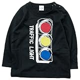 【秋冬物春対応】 CHEEK ROOM(チイクルーム) 製品洗い加工済み42/2天竺信号機長袖Tシャツ 95cm/BK NO.B-470268