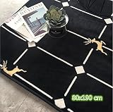 厚手ソフトフランネルブラック床タイル長方形形状快適なクッションのベルベットの再生と練習マットの保育園とPlayroomヨガマットクロールマットの赤ちゃん、1ピース、チェック、鹿、48 x 78 cm
