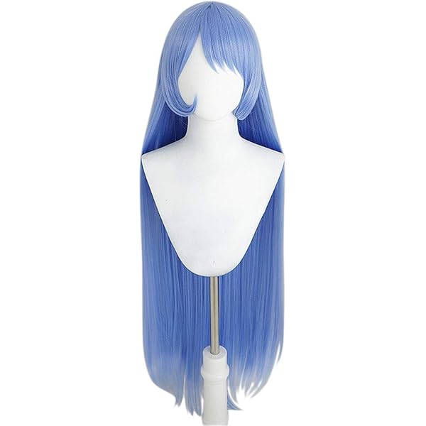 Amazon.co.jp: 耐熱コスプレウィッグ 青藤色 ロングストレート