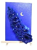 【プリザーブドフラワー／星空のキャンバスアレンジ】青い星空に染まった青い薔薇の神秘【送料無料フラワーケースリボンラッピング付き】
