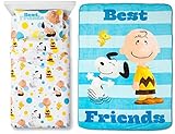 Peanuts: The Movie Cute Twin Sheet Set and Plush Blanket Bundle (4 Pieces) [並行輸入品]