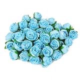 Lovoski 結婚式　ウェディング用　シルク製　造花　バラ　ローズヘッド　3cm　約50輪　全７色選ぶ - ブルー