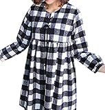 Marshel マタニティ ワンピース チュニック レディース チェック 春秋 産前 産後 妊婦服 ブラック×ホワイト XL