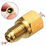 ILS - Brass R134a Refrigerant Tank 1/2Inch Female x 1/4Inch Male Flare A/C Fitting Adapter
