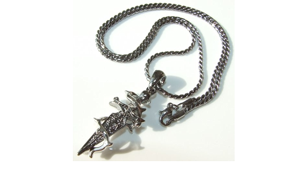 メンズネックレス ダーク 黒ニッケル シルバー色 剣のトップ 高級チェーン ネックレス 通販 Amazon