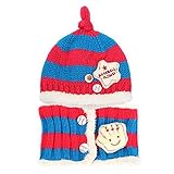 baby-mine ベビー キッズ 赤ちゃん 帽子 ニットキャップ ニット帽 マフラー セット 誕生日 お祝い 出産祝い プレゼント 秋 冬 (ライトピンク×ライトブルー)
