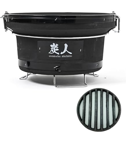 Amazon | Zekono 大型鋳鉄バーベキューグリル、屋外カーボン 、肥厚