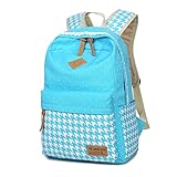 (キープビン)Keepbin キャンバスリュック レディース かわいい 通学 おしゃれ レース 水玉ドット柄 カラフルオリジナルデザイン スカイブルー