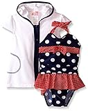 Sol Swim Baby Dotty Twin 1 Piece Swimsuit with Terry Cover-Up Navy 24 Months [並行輸入品]