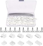 JST-XHコネクタ キット XHコネクター ネクタ端子 JST XH型端子 ピン付きオスメスコネクタ ピンハウジングおよびピンソケットハウジングキット JST-XH 2.54mm 2/3/4/5/6 プラグコネクタキット 透明プラスチックボックス付き 460pcs （ホワイト）