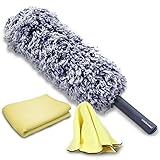 Car Cleaning Microfiber Duster 3in1 Supplies for Car Exterior : 24inch Duster Waffle Weave Drying To