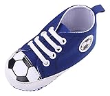(コ-ランド) Co-land ベビースニーカー 赤ちゃんシューズ ファーストシューズ キャンバス 新生児靴 女の子 男の子 サッカー図案 男女児 フォーマル 出産祝い ブルー 11