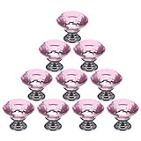 HOSL 30mm Crystal Glass Diamond Shape Cabinet Knob Drawer Pull Handle Kitchen Color Pink (Pack of 10