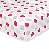 Carter's Cotton Fitted Crib Sheet, Pink/Grey Dots by Carter's
