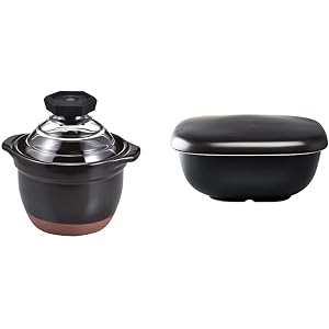 HARIO(ハリオ) フタ が ガラスのご飯釜 1~2合 日本製 GNR-150-B & ご飯釜のおひつ 電子レンジ対応…