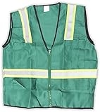 Forest Green Safety Vest With Neon Yellow And Silver Reflective Stripes-Size Medium by ToolUSA