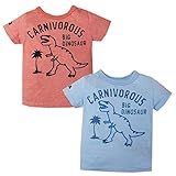 (ブルー/90cm)ベビー服 男の子 Tシャツ 半袖 恐竜プリント 袖ワッペン チェーン刺繍 ロゴプリント 男児 ベビー