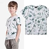 【 韓国スタイル子供服】 夏Tシャツ　キッズ /半袖 男の子/染め柄プリントT　かっこ良く 110-150 Green,110cm