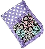 Dear Baby Gear Deluxe Baby Blankets Custom Minky Print Fun Flowers and Lilac Polka Dots with Lilac R