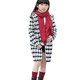 POTOJP 韓国風 秋冬 子供用 コート 女児 キッズ服 格子パターン ウールロングコート ジャケット 子供 可愛いカーディガン フード付け ウール製上着 長袖 幼児 アウター 春秋冬 防寒 棉服 
