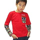 (ポスター) POSTAR　ネイティブフェイク　キッズ 長袖　Tシャツ レッド　90cm