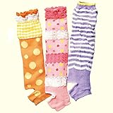 ヤング(Young) ベビー レッグウォーマー 3足 セット 綿 ハイハイ 膝当て ニーパッド 出産祝い 冷房対策 膝保護 日焼け対策 3柄選択可 (Cセット)