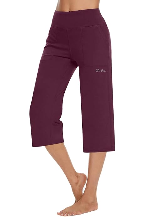 Cotton-Blend Fold-Over Yoga Capri Pants 