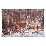 鹿Behind Cabin at WoodpileホームビジネスオフィスSign 22" x 33" MINI.BANNER.QQJQLBS00.Z001051_8