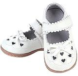 FireflyShop 子供用 フォーマル シューズ 靴 結婚式 発表会 入学式 リボン ハート型抜き やわらかい 女の子 (29/17.0㎝, ホワイト)