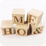 Mamimami Home 積み木 4CM ブロック レーザー彫刻 HOME 幼児　知育玩具 赤ちゃんの部屋の装飾 お祝いギフト 5個/ゼント