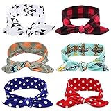 Itaar ベビー ヘアーバンド 赤ちゃん 新生児 子供用 蝶結び ポルカドット 三角形 格子縞 花柄 出産祝い 誕生日 写真道具 6個セット
