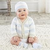 ベビーアスペン Baby Aspen 男の子用水色x白ボーダーカーディガンxベビーキャップ豪華2点セット(ギフトBOX入り) [並行輸入品]