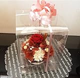 fleurcocoオリジナル 枯れないお花のプチフラワーケーキ ストロベリーチョコレートSフラワーケーキ STRAWBERRY CHOCOLATE Sクリアーケースイン レッド