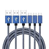USB Type C ケーブル【3本セット 2m】タイプc 充電ケーブル 急速充電 デニム生地 超耐久 USB A to USB C ケーブル データ転送 iPhone 16 Pro Max iPhone 15 Plus Galaxy Xperia AQUOS Pixel Arrows Huawei 等の各種Type C機器対応 (ブルー)