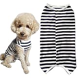 KUVEELA PET 術後服 犬 服 犬用品 術後ウェア 術後カバー服 エリザベスカラーの代わる 保護服 雄 雌兼用 避妊 離乳 傷口保護 皮膚病 通気 夏用 小型犬 中型犬（Ｓ、ブルーボーダー）