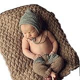 ファッション新生児男の子ベビーコスチュームニット写真撮影プロップCool Boy帽子パンツ