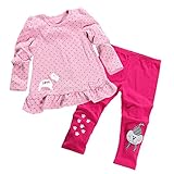 aikobabyベビーガールズ服セットドット長袖2トップス&レギンスパンツ子供服2t-5t カラー: ピンク