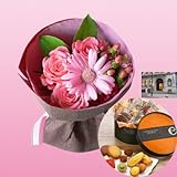 誕生日プレゼント 花 母親 祖母 神戸・芦屋アンリ・シャルパンティエ 焼き菓子詰合せ ＆ ピンクの花束