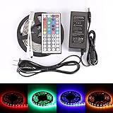 LEDMO 5050 RGB LED Strip Kit with 300-Piece 12V DC LEDs, Remote Control, Power Supply and Ribbon - 1