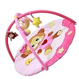 ノーブランド品 　全2色　赤ちゃん　遊びマット　ベビージム　プレイマット　ラトル　ガラガラ　 - ピンク