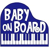 TREZ BABY ON BOARD ピアノ 鍵盤 PIANO ステッカー 【BABY IN CAR】 (ブルー)