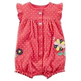 カーターズ（Carter's）女の子用赤x白水玉模様お花とてんとう虫前開き半袖クリーパー (9months(67-72cm)) [並行輸入品]