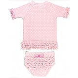 RuffleButts ラッフルバッツ 水着 ラッシュガード 女の子 ベビー ポルカドット(12-18m(75cm), Pink(ピンク）) [並行輸入品]