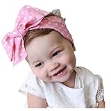 Faithtur 新生児 DIYかわいい女の赤ちゃんの点線ボウ鉢巻 (Pink D)