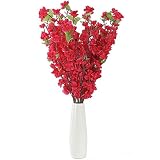 造花 優雅な鉢植え 120cm モモの花 ６本 CT触媒 光触媒 開店祝い 開院祝い 新築祝い お中元 お歳暮 年末年始 贈答 お年賀 お祝い 冠婚葬祭 ギフト (ローズレッド)