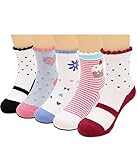 [インソミラ] InSomila 子供 靴下 キッズ ソックス お姫様 花柄 靴柄 ジュニア 5足 キッズ クルー丈 カラフル 女の子 L